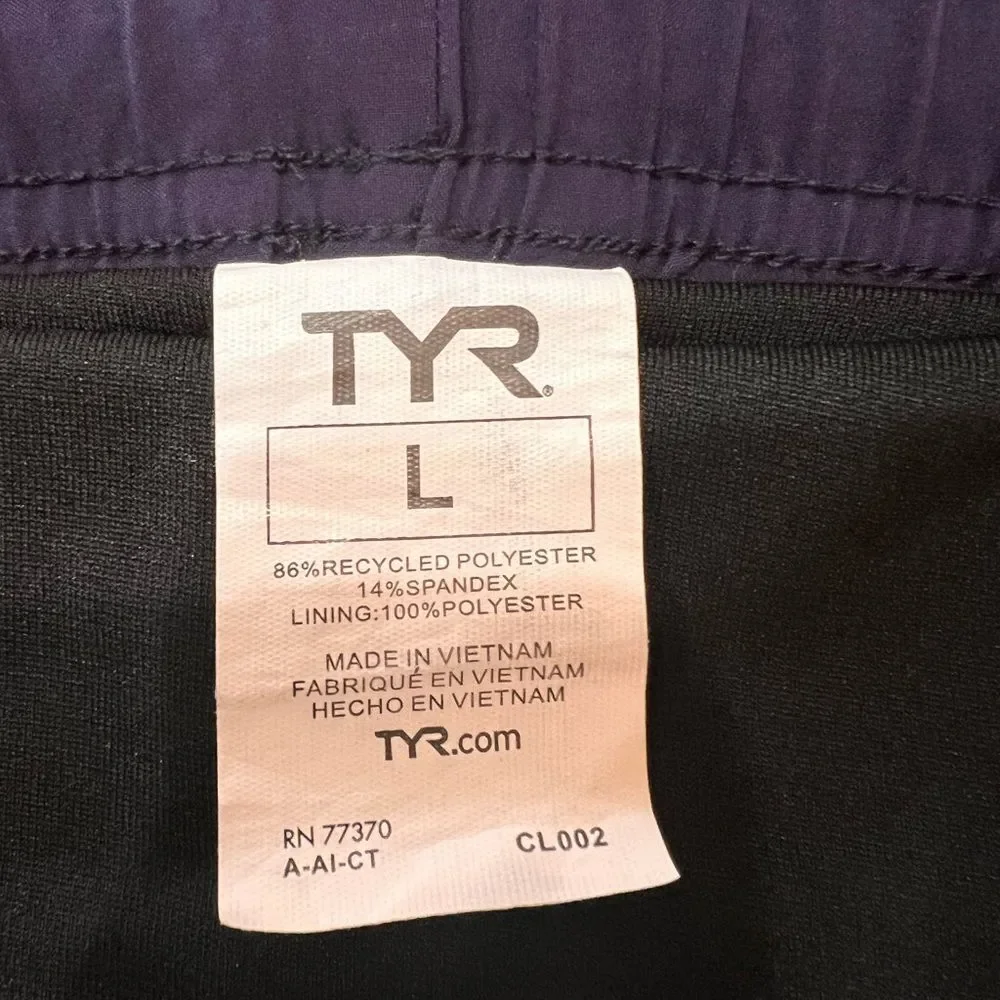 TYR Sea View Land Water Swim Shorts Men’s L Blue Elastic Waist Lined Pockets